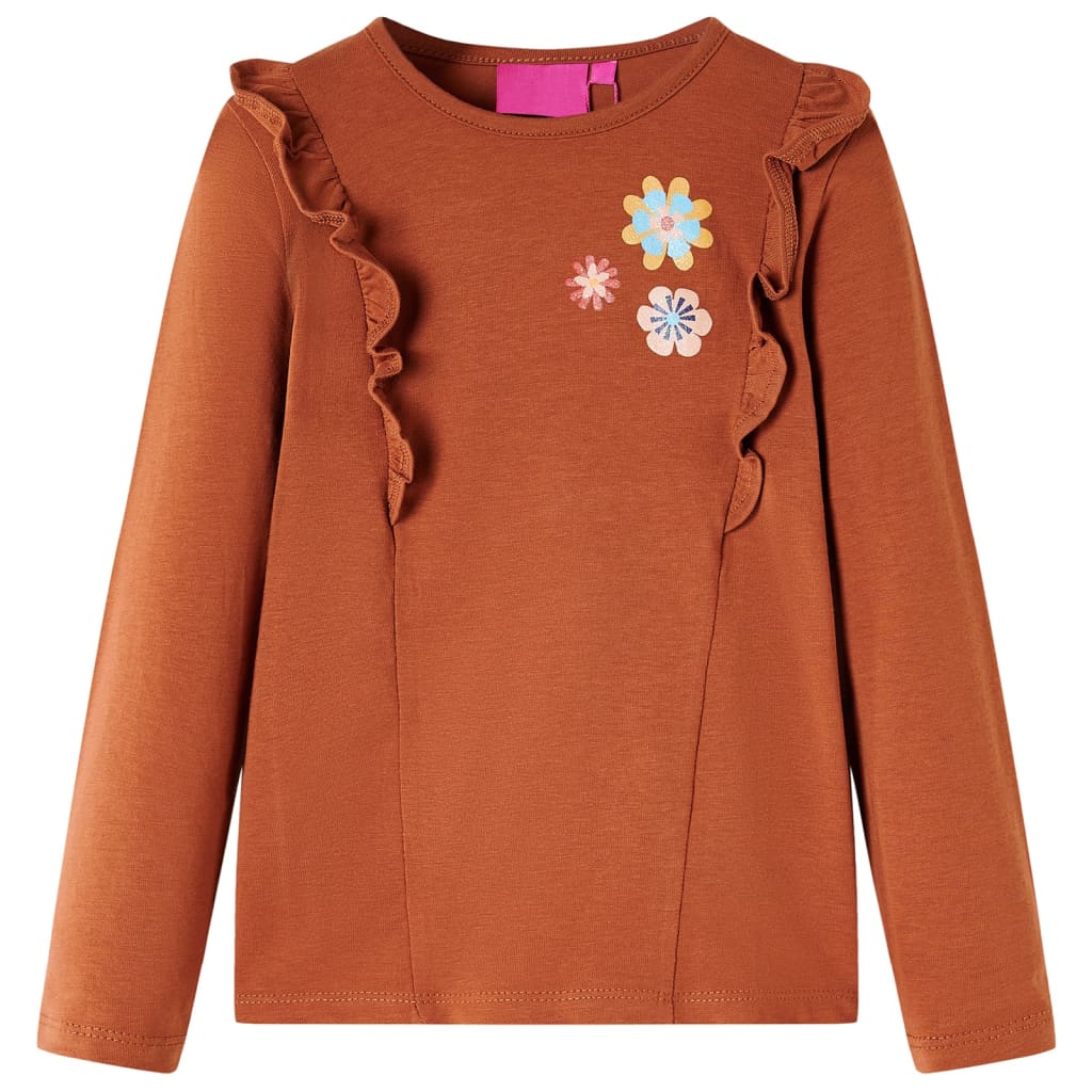 Kindershirt met lange mouwen 104 cognackleurig