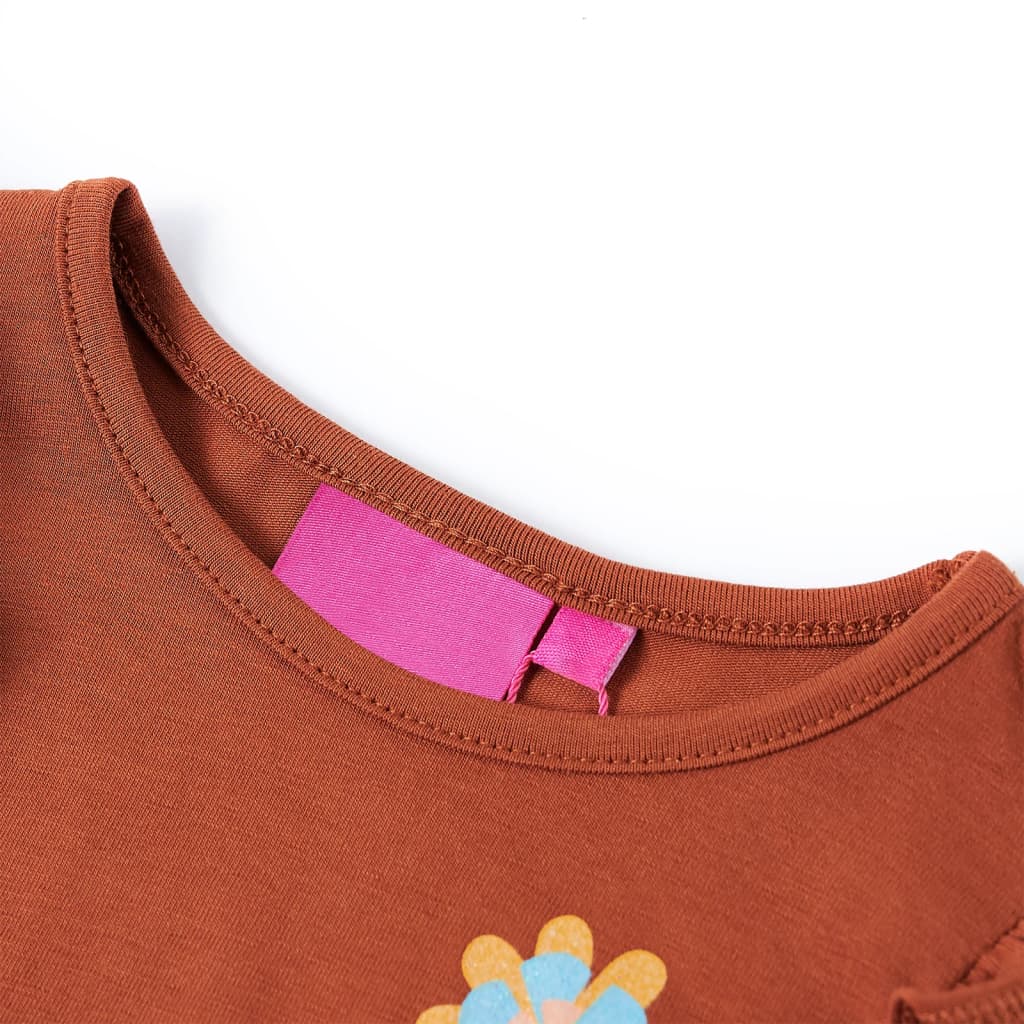 Kindershirt met lange mouwen 104 cognackleurig