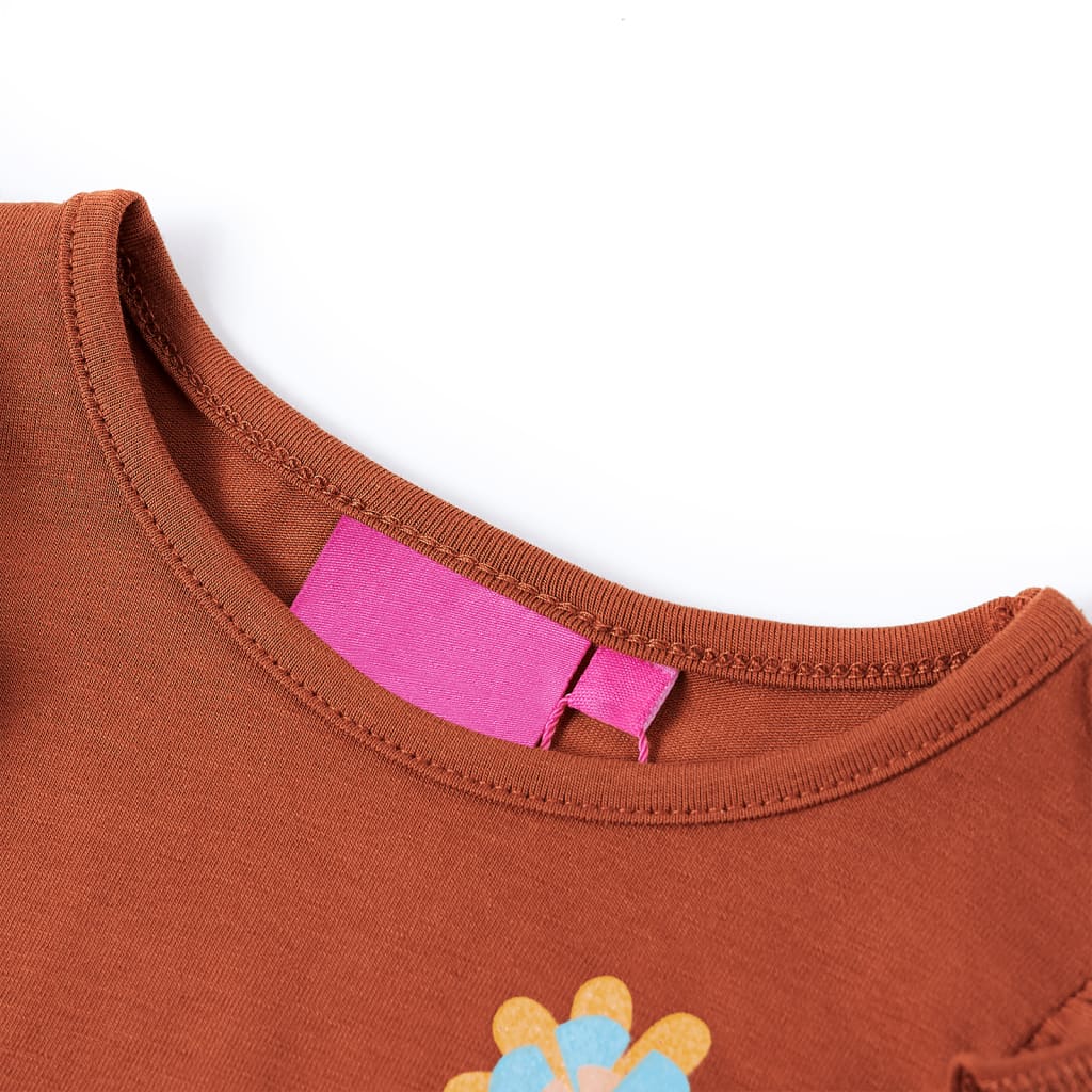 Kindershirt met lange mouwen 116 cognackleurig