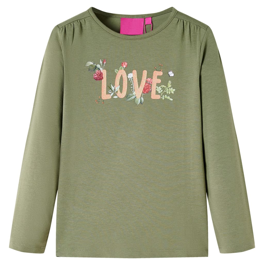 Kindershirt met lange mouwen 104 kakikleurig