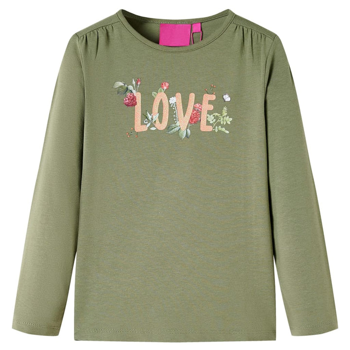 Kindershirt met lange mouwen 104 kakikleurig