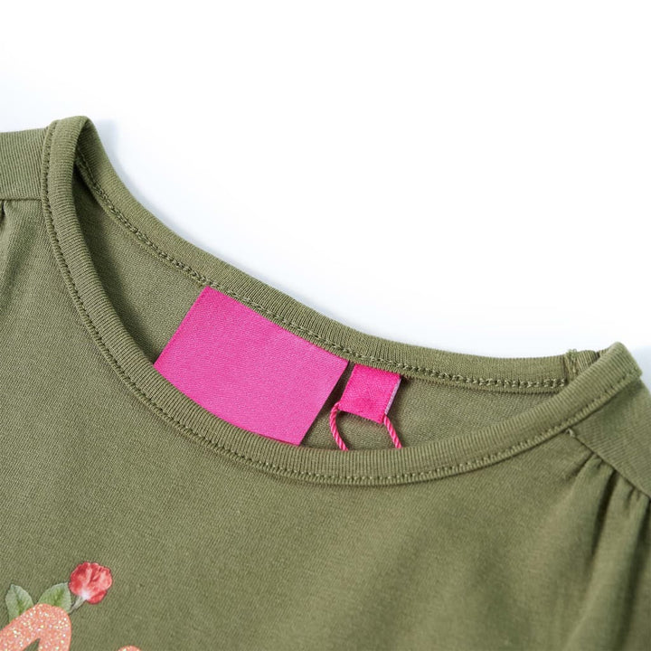 Kindershirt met lange mouwen 104 kakikleurig