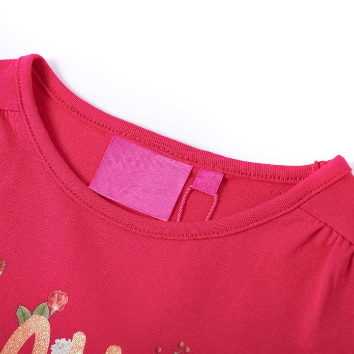 Kindershirt met lange mouwen 128 felroze