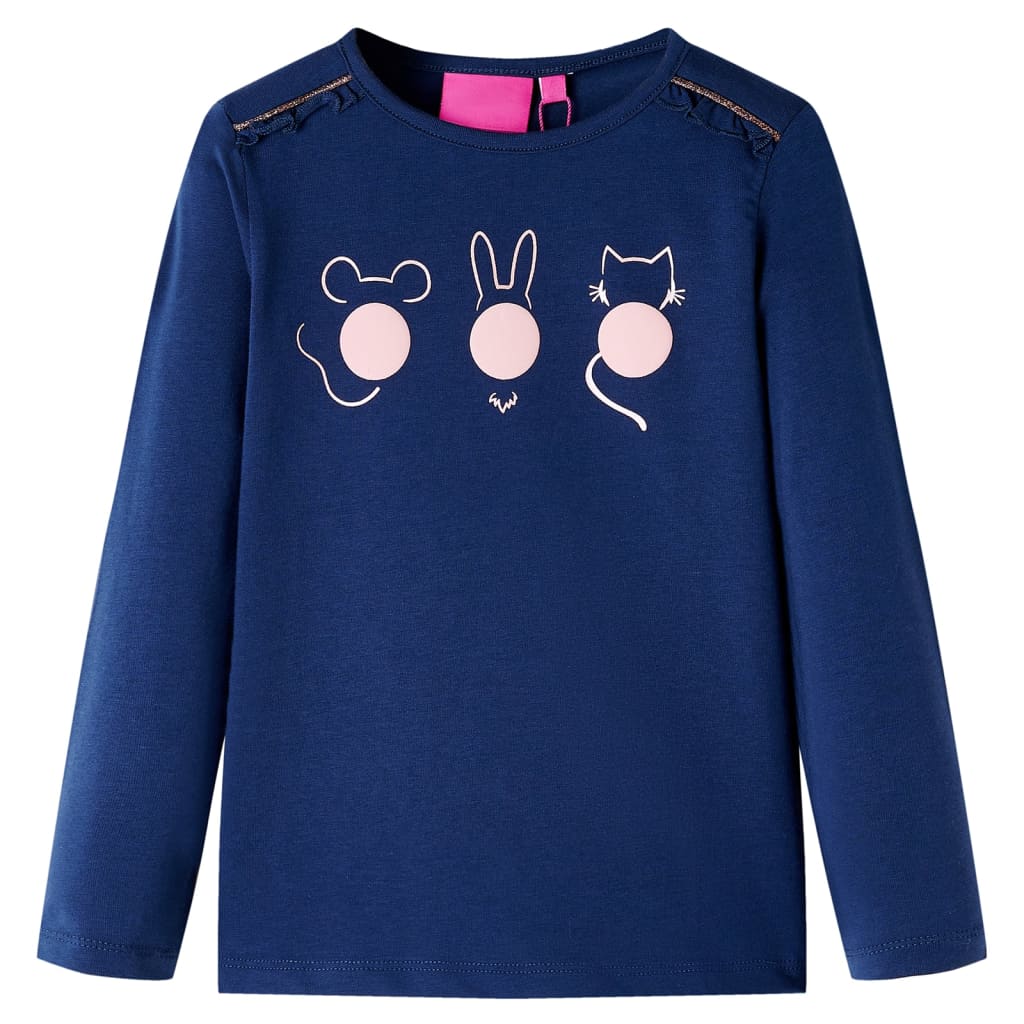 Kindershirt met lange mouwen 116 marineblauw