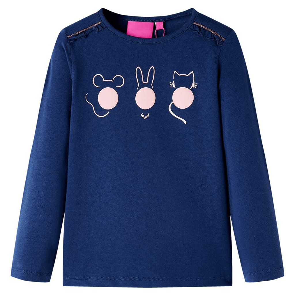 Kindershirt met lange mouwen 128 marineblauw