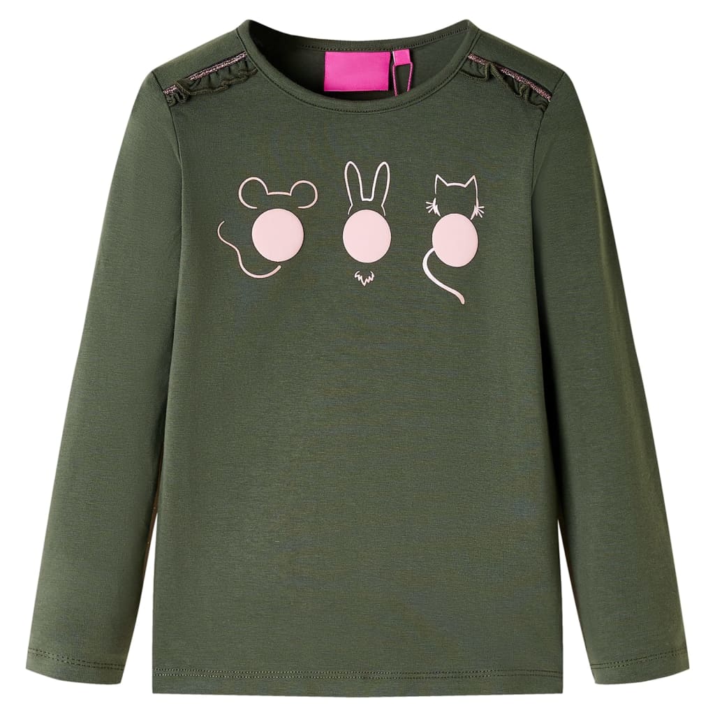 Kindershirt met lange mouwen 104 kakikleurig