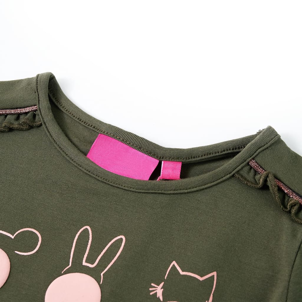 Kindershirt met lange mouwen 104 kakikleurig