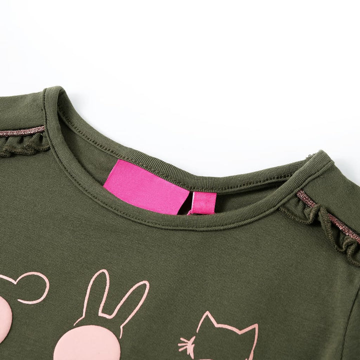 Kindershirt met lange mouwen 140 kakikleurig