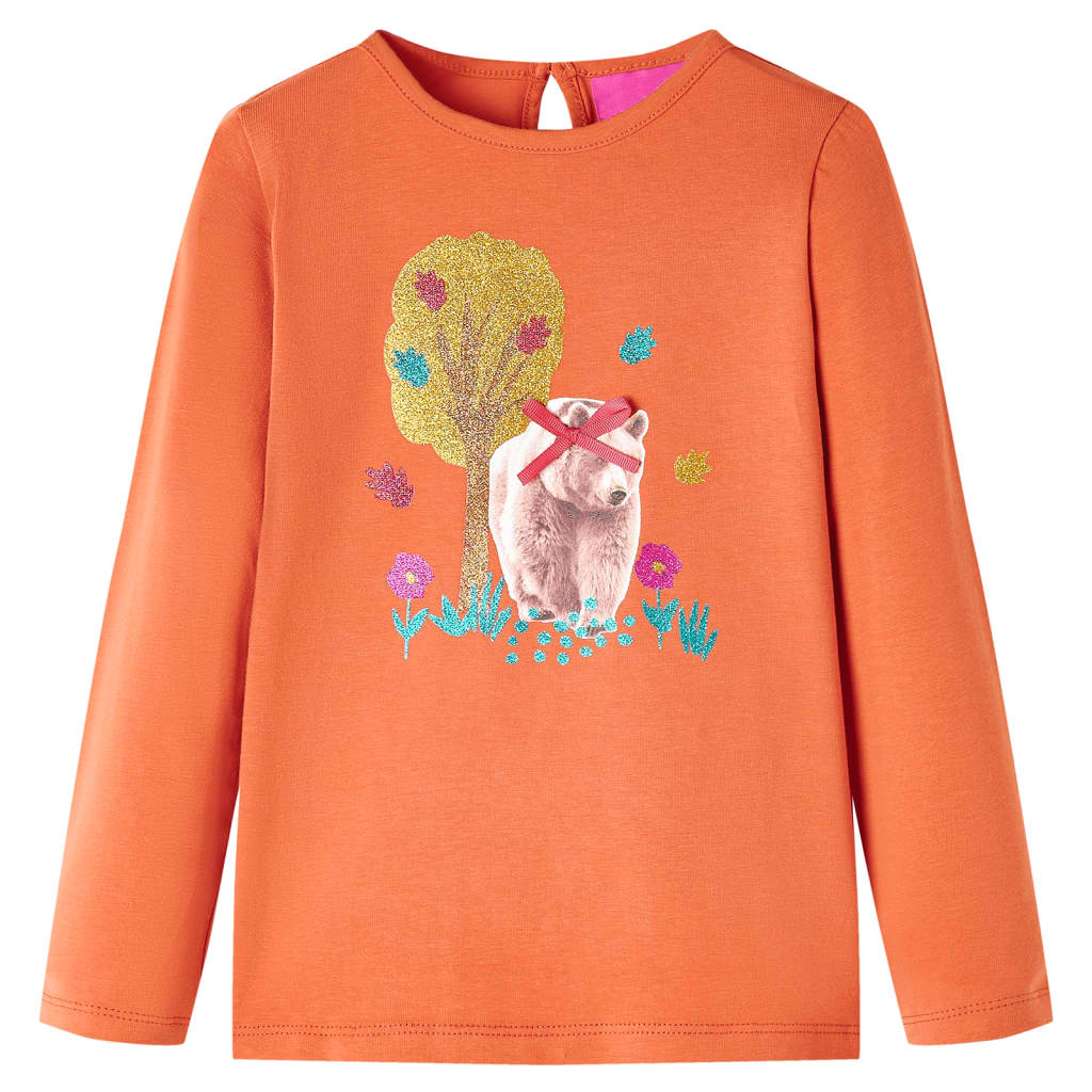 Kindershirt met lange mouwen 140 oranjebruin