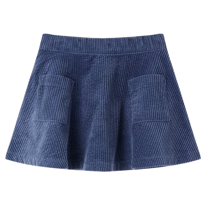 Kinderrok met zakken ribfluweel 92 marineblauw