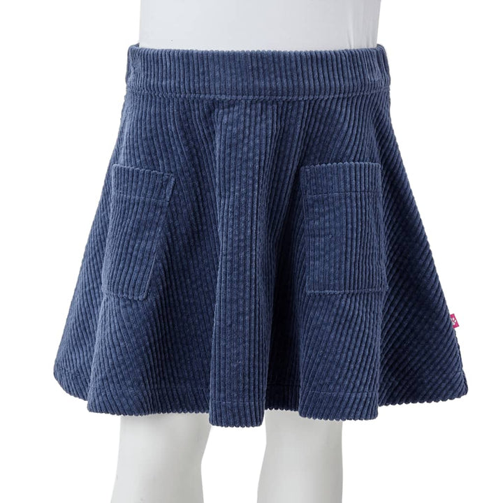 Kinderrok met zakken ribfluweel 92 marineblauw