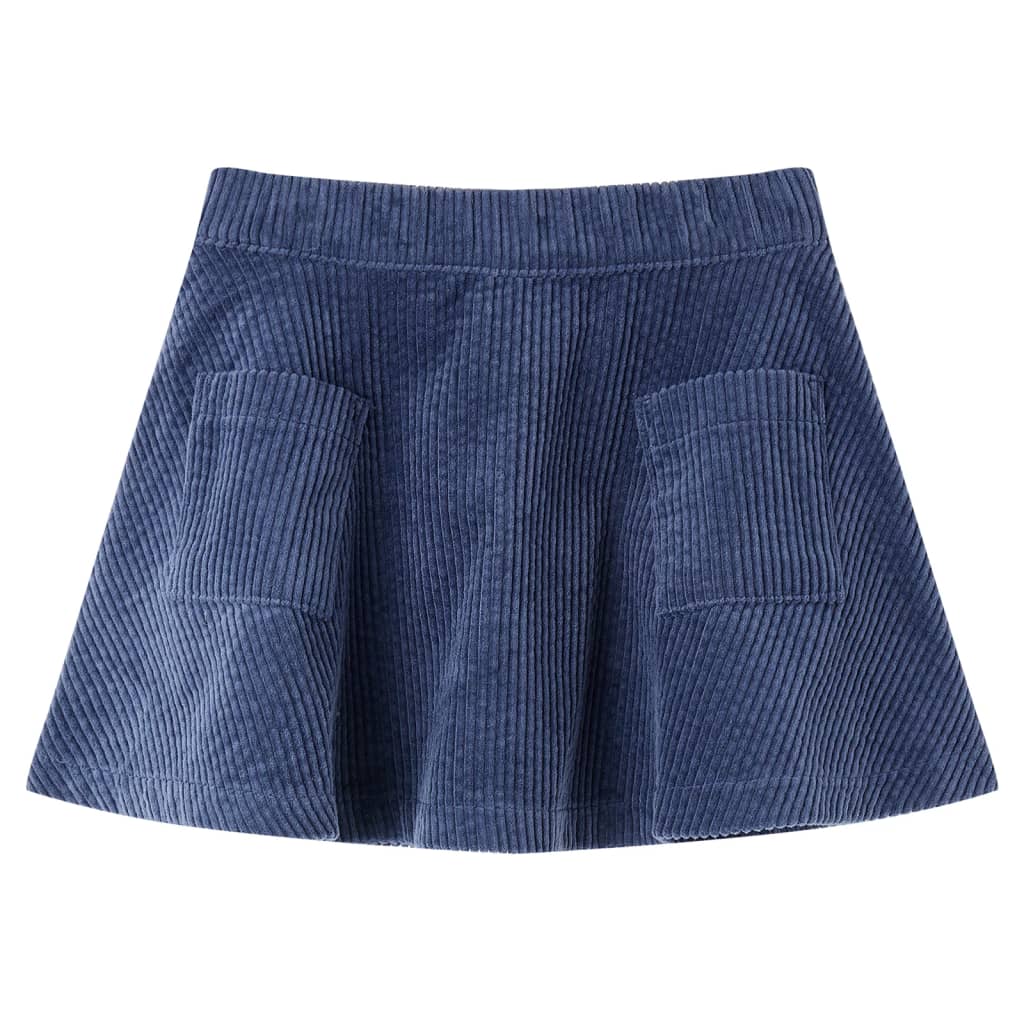 Kinderrok met zakken ribfluweel 104 marineblauw