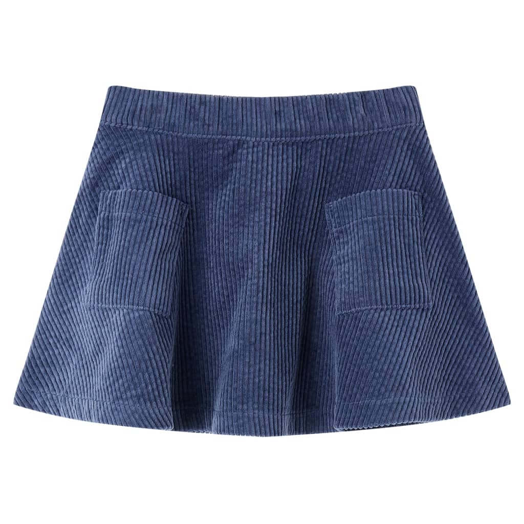 Kinderrok met zakken ribfluweel 128 marineblauw