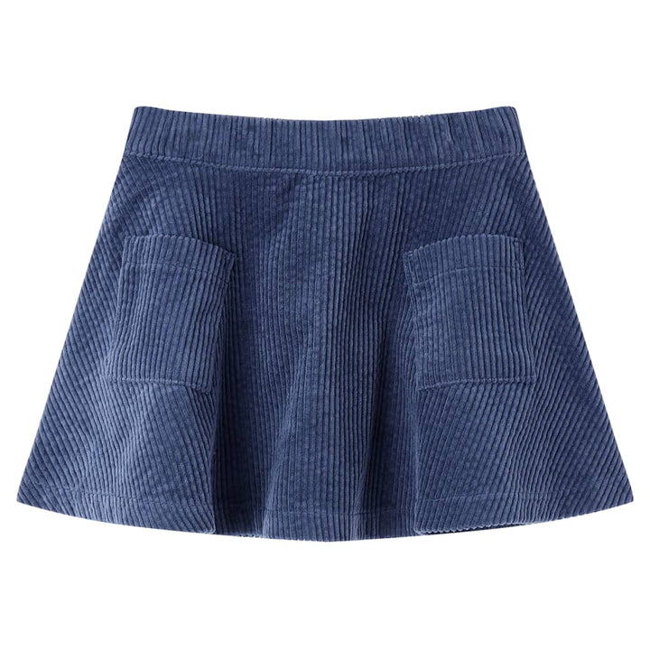 Kinderrok met zakken ribfluweel 140 marineblauw