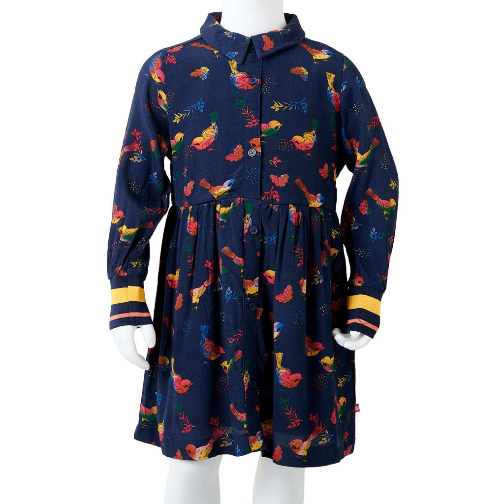 Kinderjurk met lange mouwen 104 marineblauw