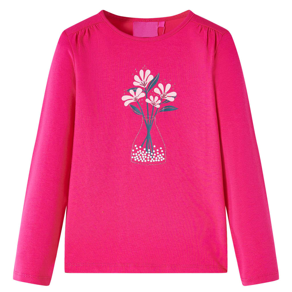 Kindershirt met lange mouwen 128 felroze