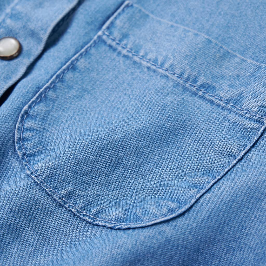 Kinderjurk met lange mouwen 128 marineblauw en denimblauw