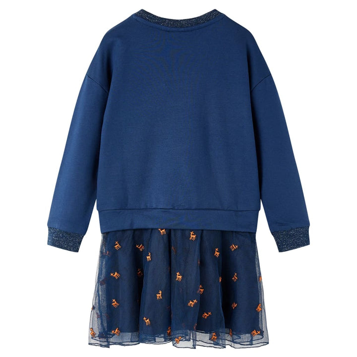 Kinderjurk met lange mouwen 104 marineblauw