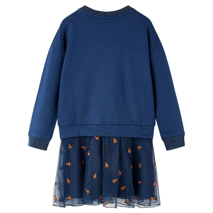 Kinderjurk met lange mouwen 116 marineblauw