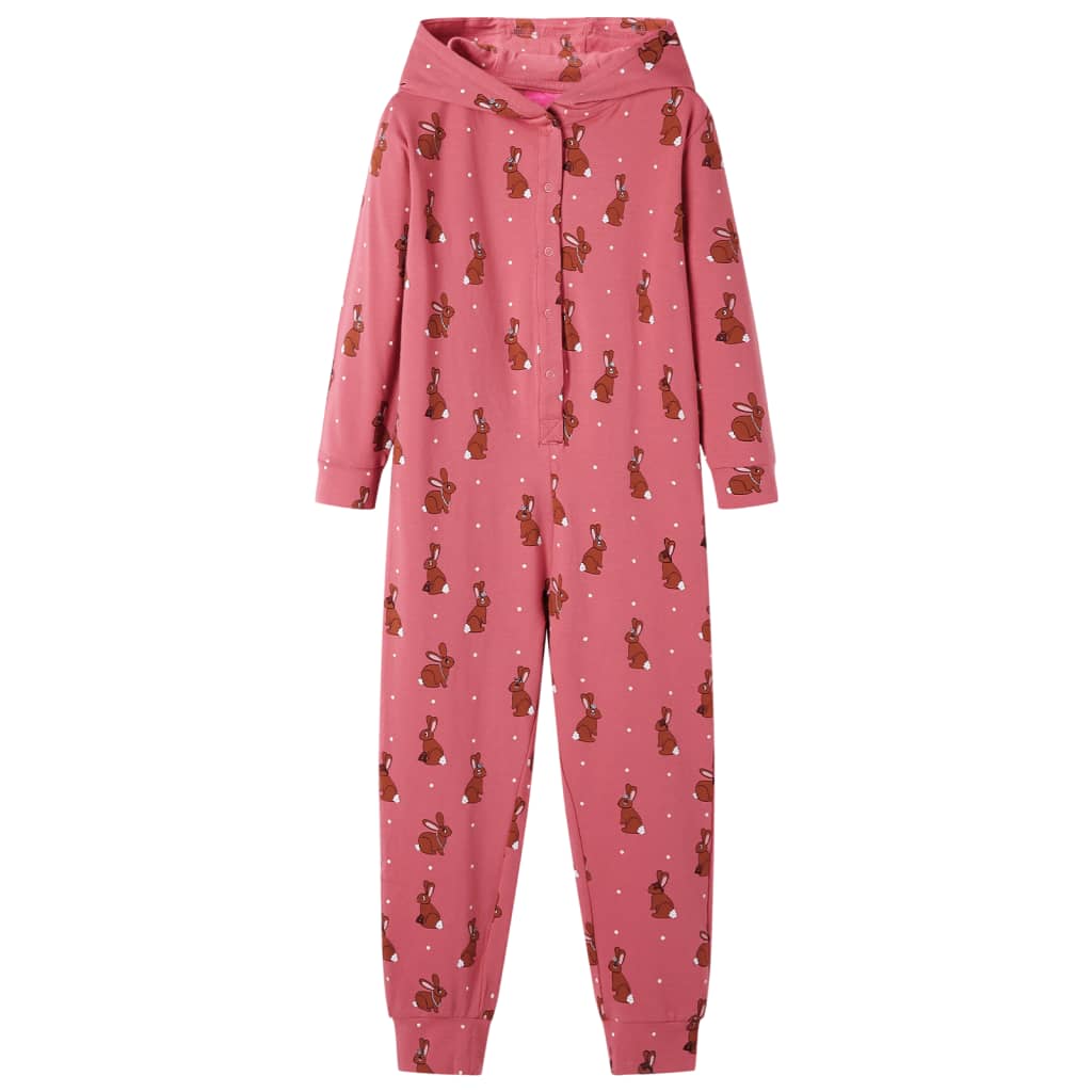 Kinderonesie met capuchon 92 oudroze