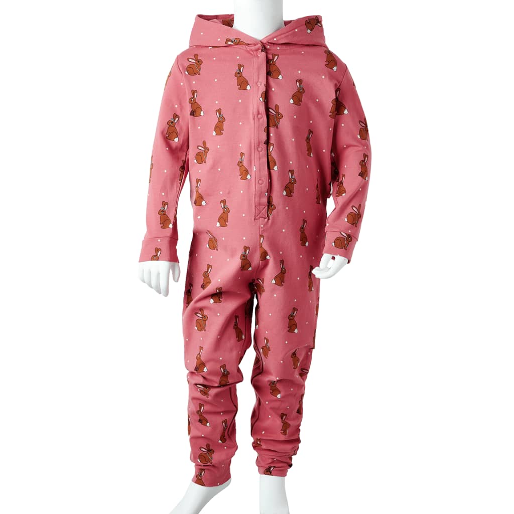 Kinderonesie met capuchon 92 oudroze