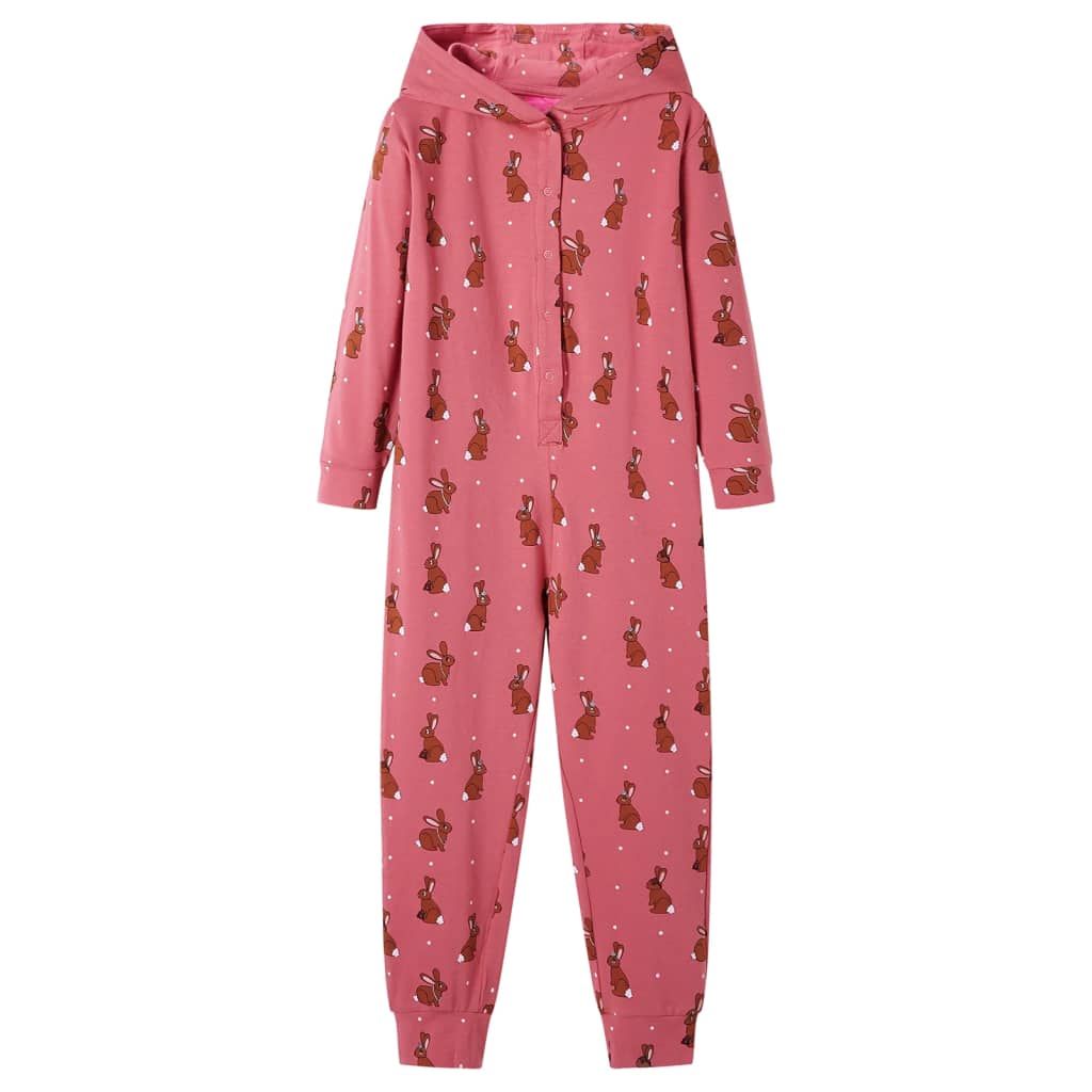 Kinderonesie met capuchon 104 oudroze