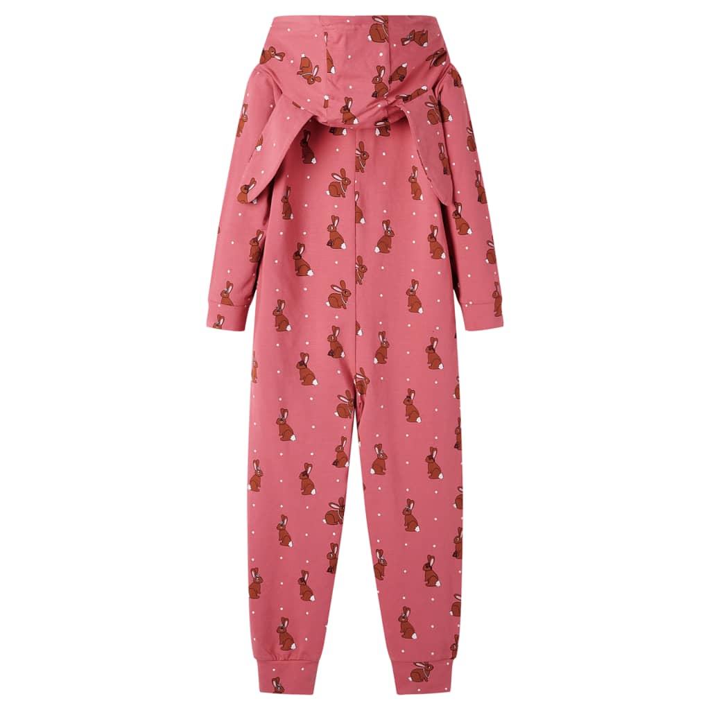 Kinderonesie met capuchon 104 oudroze