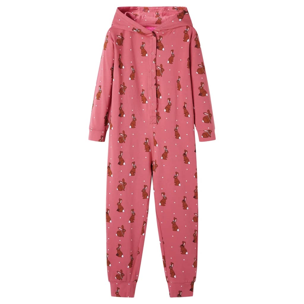 Kinderonesie met capuchon 116 oudroze