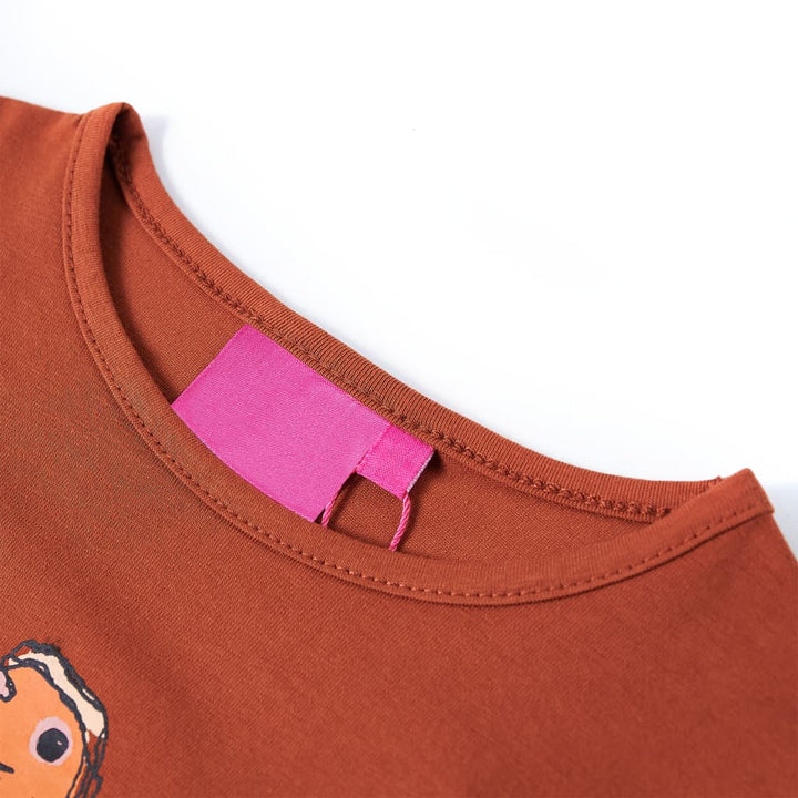 Kindershirt met lange mouwen 104 cognackleurig