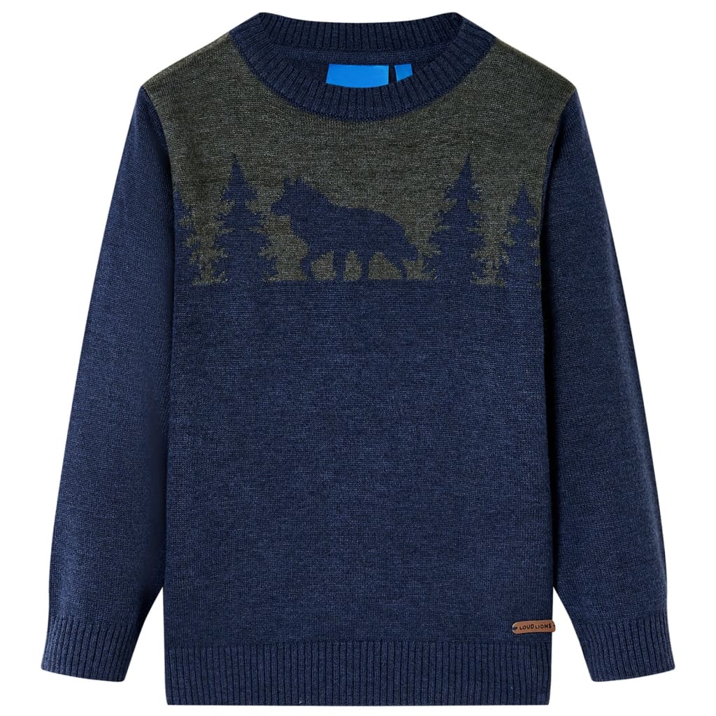 Kindertrui gebreid 116 marineblauw