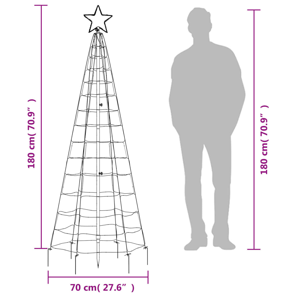 Lichtkegel met grondpinnen 220 koudwitte LED's 180 cm