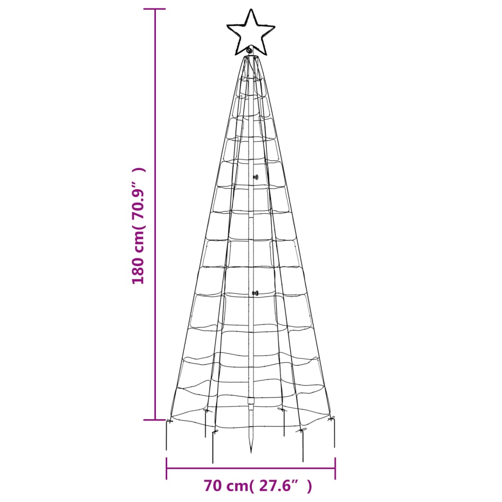 Lichtkegel met grondpinnen 220 koudwitte LED's 180 cm