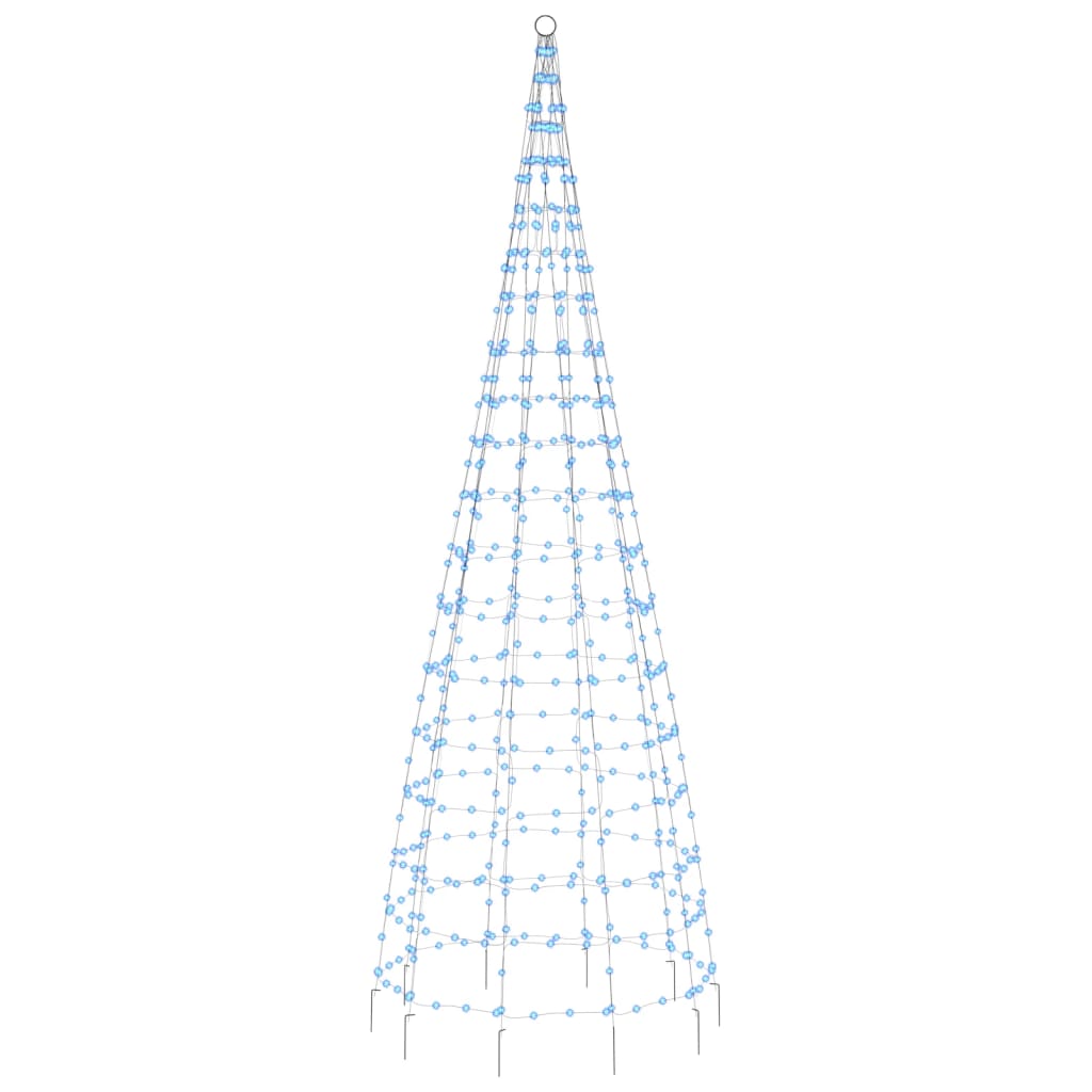 Lichtkegel aan vlaggenmast 550 blauwe LED's 300 cm