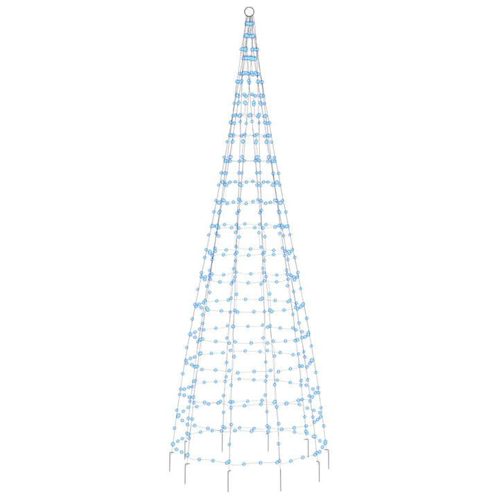 Lichtkegel aan vlaggenmast 550 blauwe LED's 300 cm