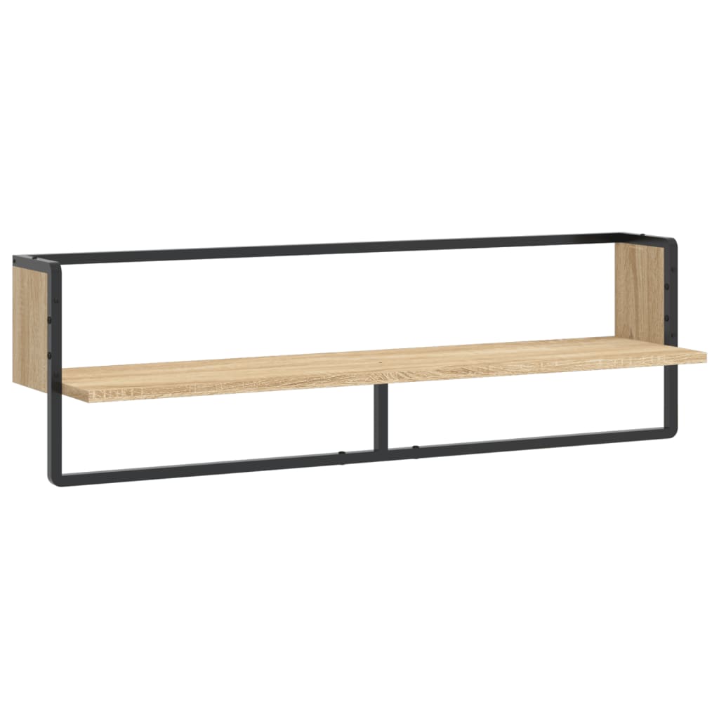 Wandschap met stang 100x25x30 cm sonoma eikenkleurig