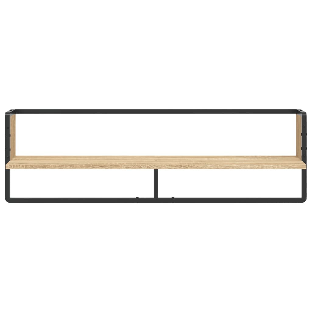 Wandschap met stang 100x25x30 cm sonoma eikenkleurig