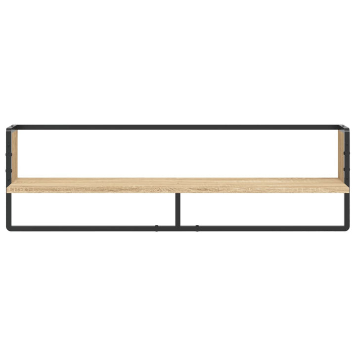 Wandschap met stang 100x25x30 cm sonoma eikenkleurig