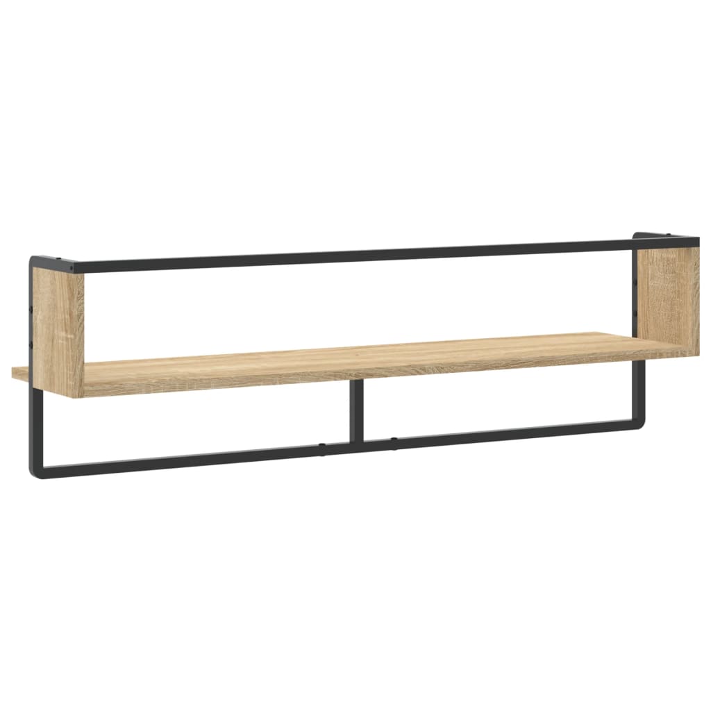 Wandschap met stang 100x25x30 cm sonoma eikenkleurig