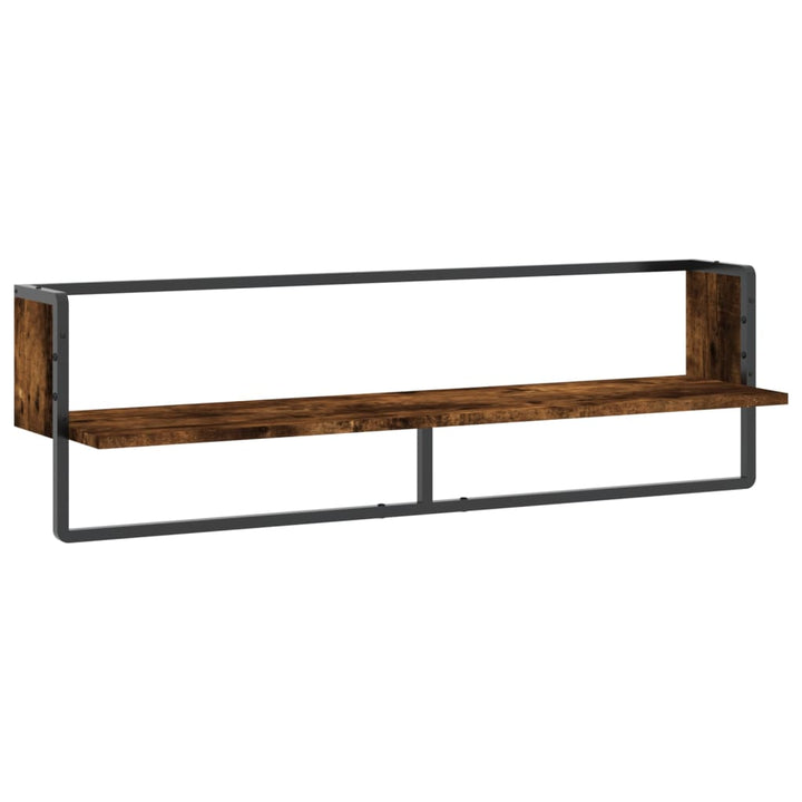 Wandschap met stang 100x25x30 cm gerookt eikenkleurig