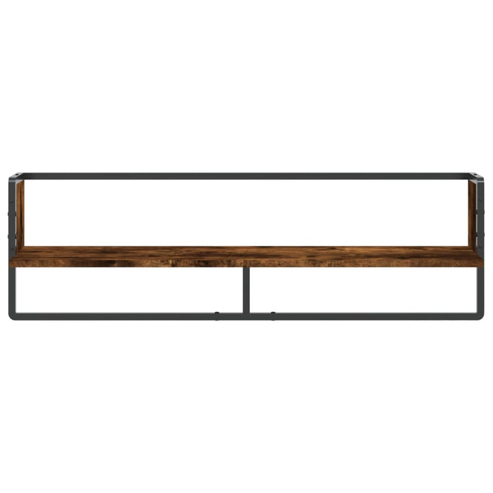 Wandschap met stang 100x25x30 cm gerookt eikenkleurig