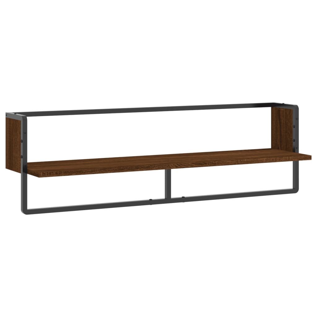 Wandschap met stang 100x25x30 cm bruineikenkleurig