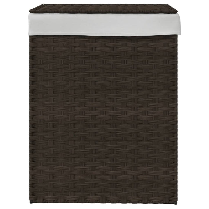 Wasmand met deksel 46x33x60 cm poly rattan donkerbruin