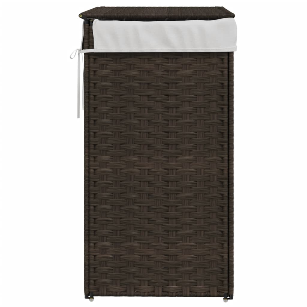 Wasmand met deksel 46x33x60 cm poly rattan donkerbruin