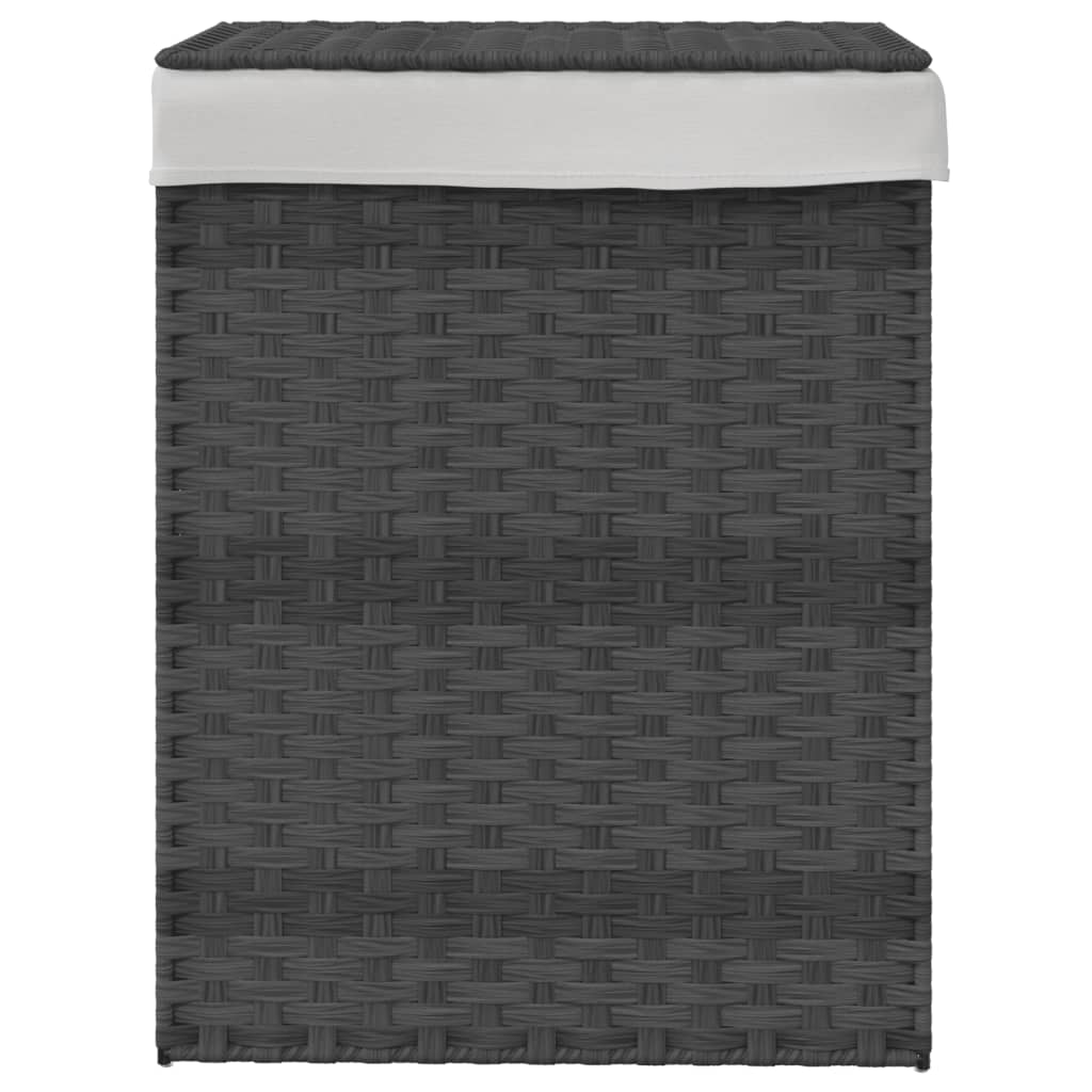 Wasmand met deksel 46x33x60 cm poly rattan grijs