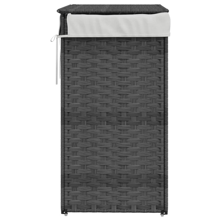 Wasmand met deksel 46x33x60 cm poly rattan grijs