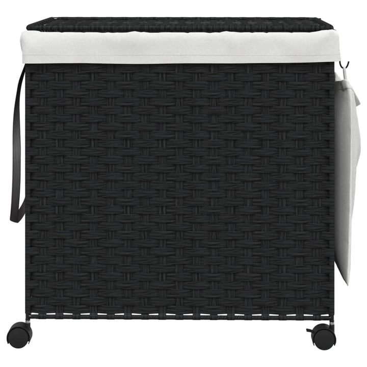 Wasmand op wielen 60x35x60,5 cm rattan zwart