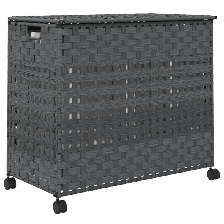 Wasmand op wielen 66x35x60 cm rattan grijs