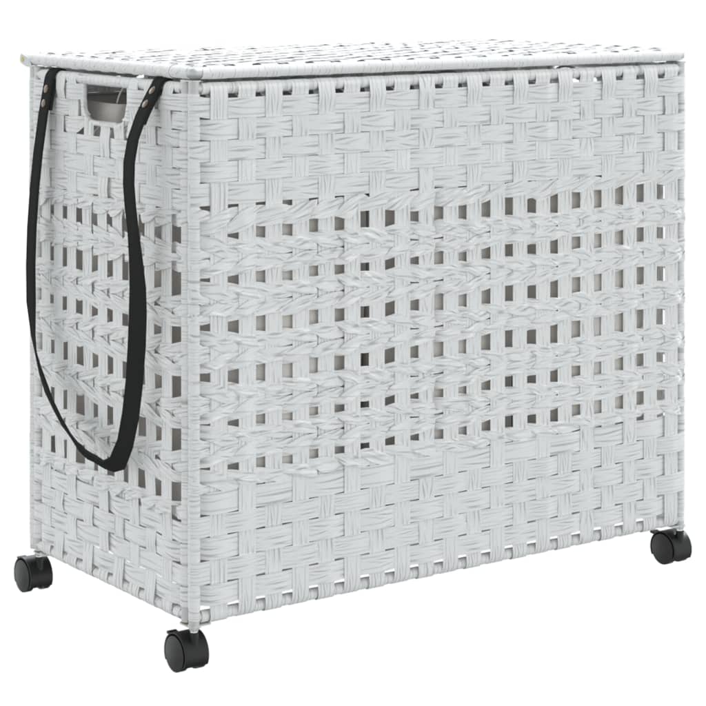 Wasmand op wielen 66x35x60 cm rattan wit