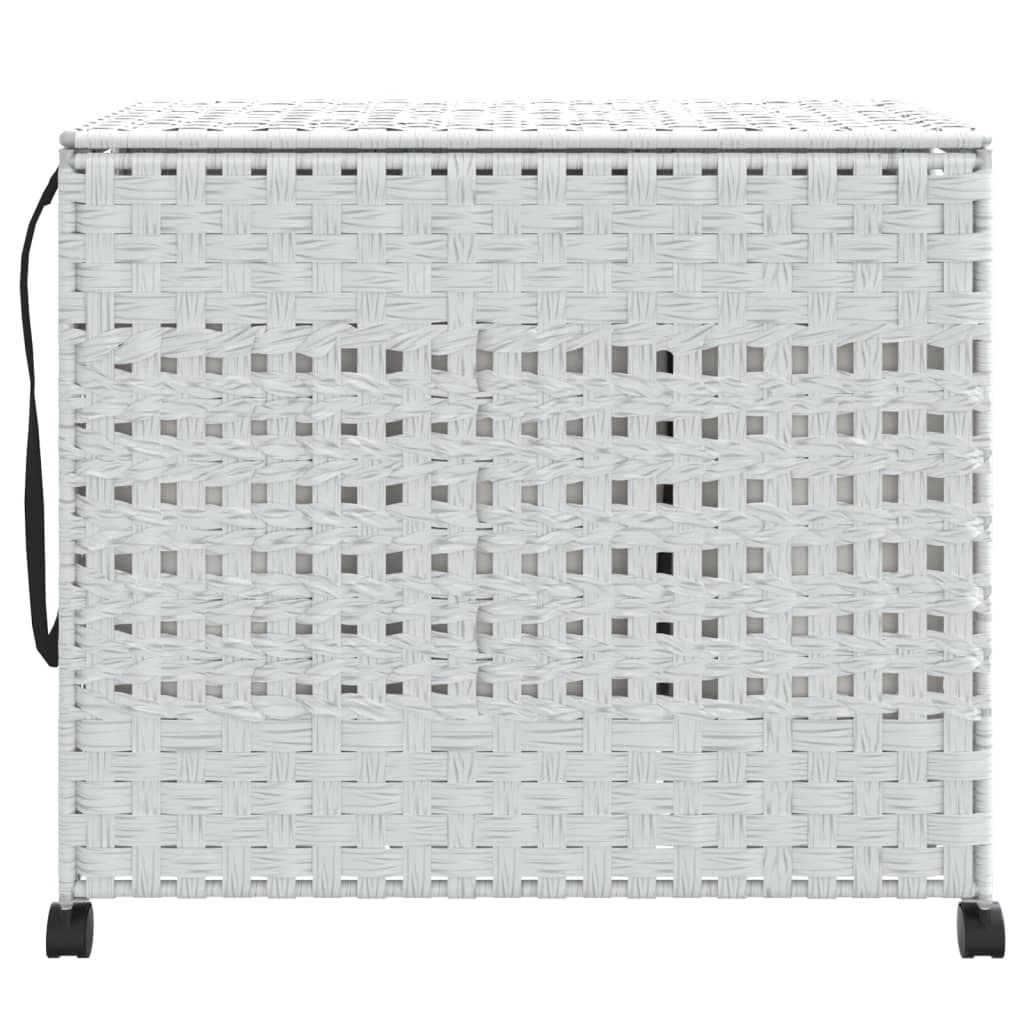 Wasmand op wielen 66x35x60 cm rattan wit