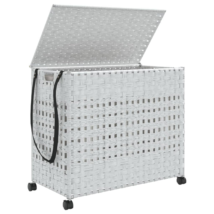 Wasmand op wielen 66x35x60 cm rattan wit